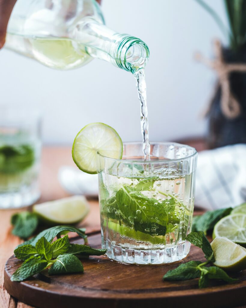 linda, water, lime, mint 